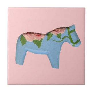 Carreaux Rose Rose Bleu Cheval