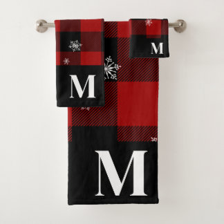 Carreaux Rouges Flanelle Monogramme Personnalisé H