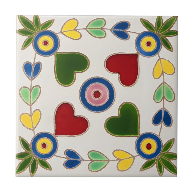 carreaux suédois coeurs colorés (Devant)