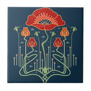 carreaux suédois fleurs bleues oranges