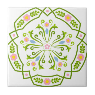 carreaux suédois fleurs vertes fraîches