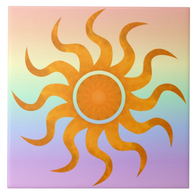Carreaux Sun | Pastel Rainbow Large Sun Décor (Devant)