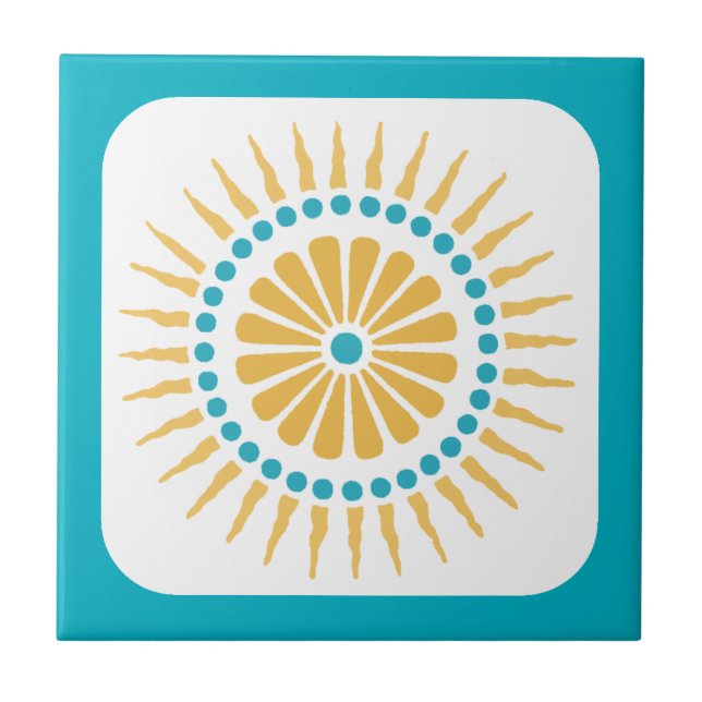 Carreaux turquoise orange rétro (Devant)