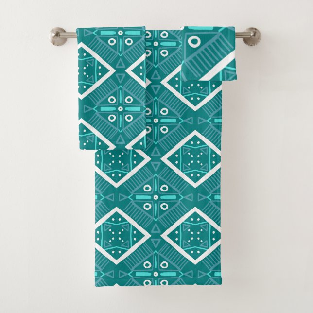 Carreaux Turquoises géométriques Motif d'impressio (En situation)