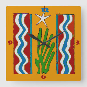 Carrée Abstrait Star Horloge Désert