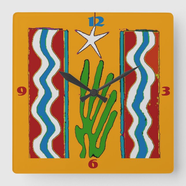 Carrée Abstrait Star Horloge Désert (Recto)