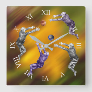 Carrée Abstraite balle combat Acrylique Mur Horloge