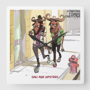 Carrée Amusant Gnu Age Hipsters Rick London Wall Horloge