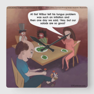 Carrée Amusante Salade de Champignons Carré Horloge mural