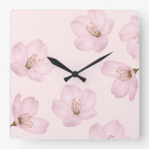 Aquarelle Clair rose cerisier Blossom Horloge mura