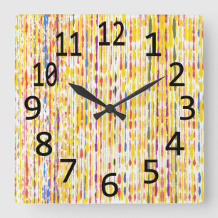 Carrée Arc-en-ciel coloré Arc-en-ciel Horloge Motif verti