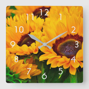 Carrée Belle horloge de peinture de tournesol d'été
