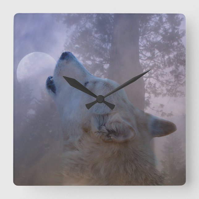 Carrée Belle horloge Wolf et Lune (Recto)