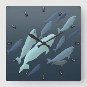 Carrée Beluga Horloge baleine blanche Décor Cadeaux balei