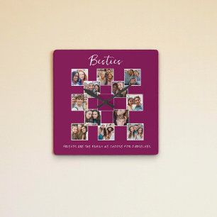 Carrée Besties Friendship Photo collage Horloge