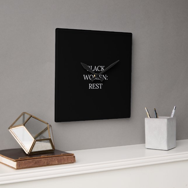 Carrée Black Women Rest Wall Horloge (Bureau)
