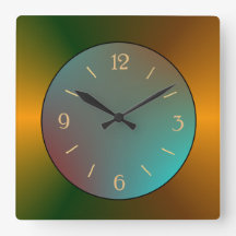 BleuVert Atmosphérique avec horloge de bordure or