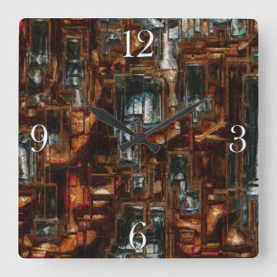 Carrée Bloc géométrique rustique 3D look horloge Art mode