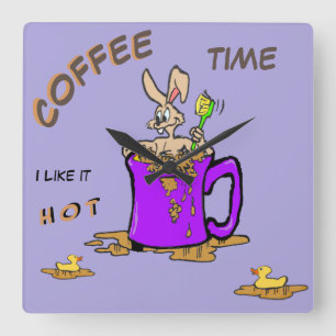 Carrée Bubbling Bunny Café Lover Cust. Horloge