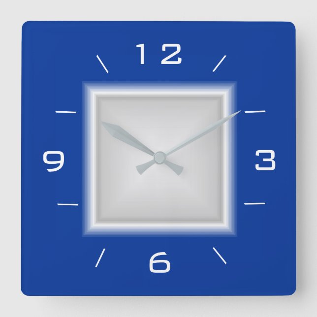 Carrée Carré bleu et blanc > Horloge de cuisine (Recto)
