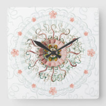 Casque méduse vintage texture marine Horloge mural