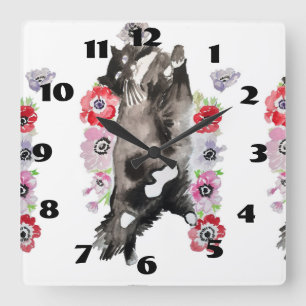 Carrée Chat Tuxedo Chats Art Animal Horloge Chambre Enfan