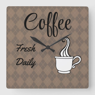 Carrée Coffee Shop Sign Wall Horloge Cuisine Cadeau