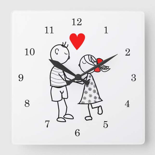 Carrée Couple Love Mur Horloge (Recto)