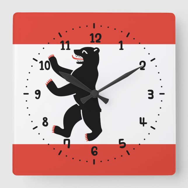 Carrée Drapeau de Berlin Carré Mur Horloge (Recto)