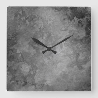 Carrée Earthy Grey Faux Pierre Carré Abstrait Horloge mur