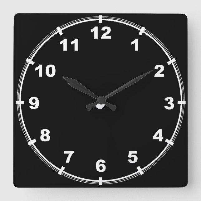 Carrée Elégante horloge noire et blanche (Recto)