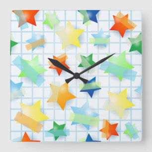 Carrée Étoiles en papier, horloge