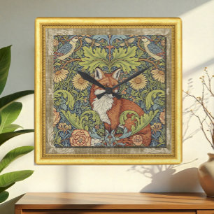 Carrée Garden Fox, Art Nuovo W. Morris, Horloge encadrée