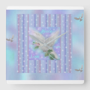 Carrée Grande horloge "Peace Hope Love"