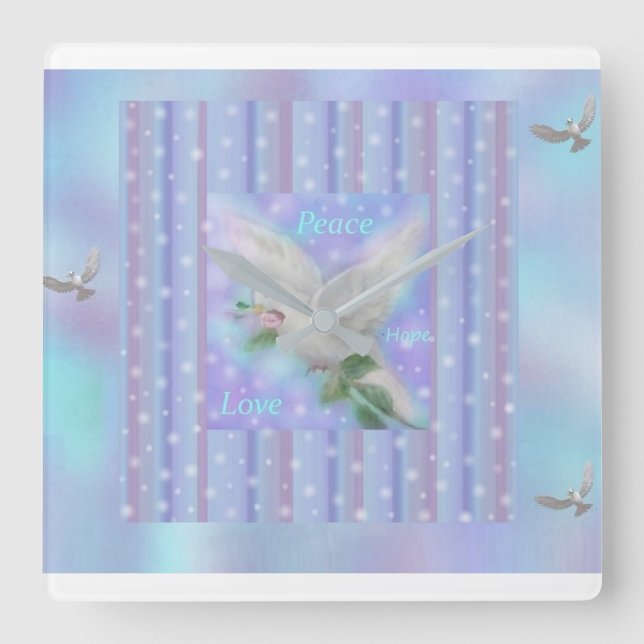 Carrée Grande horloge "Peace Hope Love" (Recto)