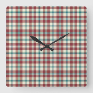 Carrée Heffalums Rouge, Bleu, Beige Mur Plaid Horloge