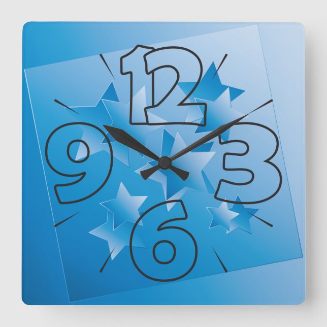 Carrée Horloge 15 - nombres et tirets (Recto)