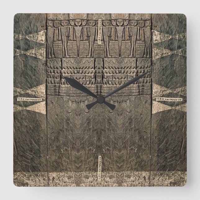 Carrée Horloge africaine de sculpture (Recto)