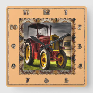 Carrée Horloge antique de tracteur