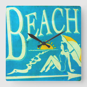 Carrée horloge bleue de plage