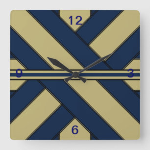 Carrée Horloge bleue et or
