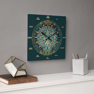 Carrée Horloge calendrier maya avec chiffres mayas
