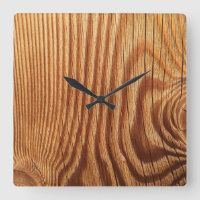 Horloge Carré à l'aspect bois