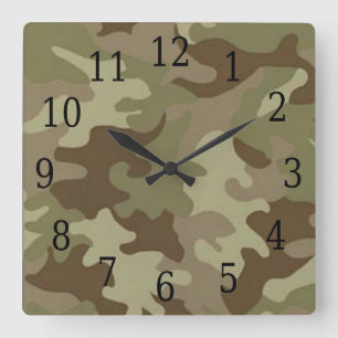 Carrée Horloge Carré Camouflage