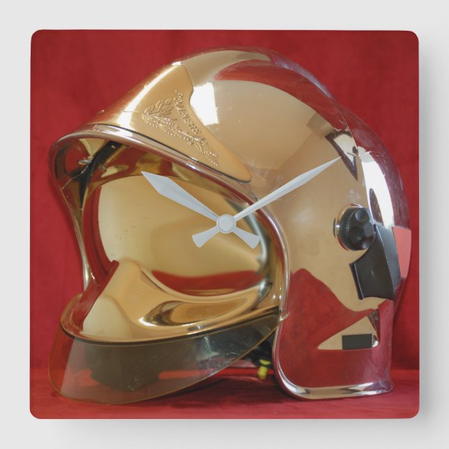 Carrée Horloge carré casque F1 Sapeur Pompier (Recto)