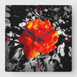 Carrée Horloge Carré rouge rose