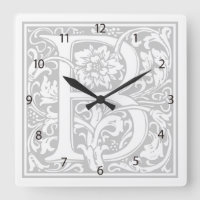 Horloge Carré William Morris Alphabet "B"