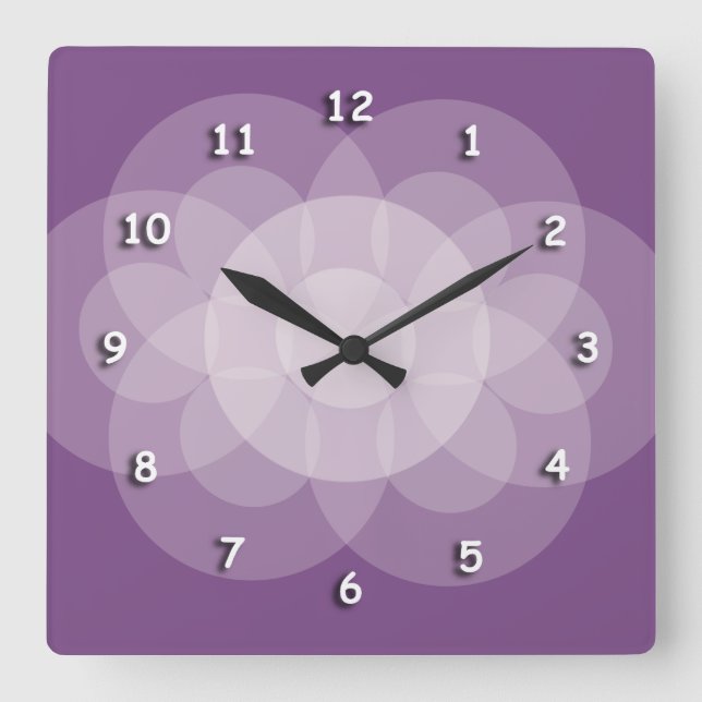 Carrée Horloge - Cercles d'intersection en violet (Recto)