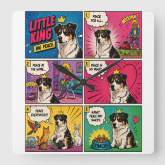 Carrée Horloge Chien de la BD Paix et Snacks