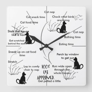 Carrée Horloge d'activité de chat pour des chats